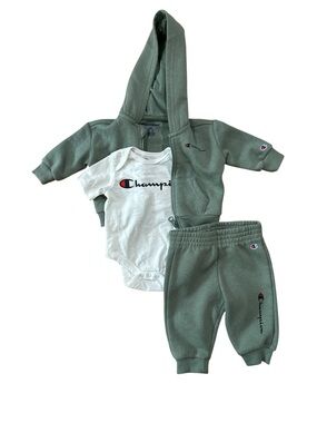 Champion Baby 3-Piece Set in Sage Green & White